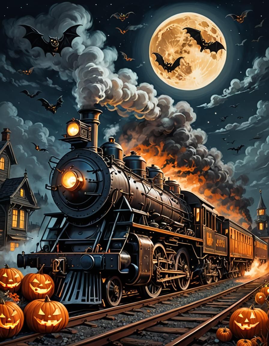 Ghost Train and Hot Rods in Fantasy Art Deco