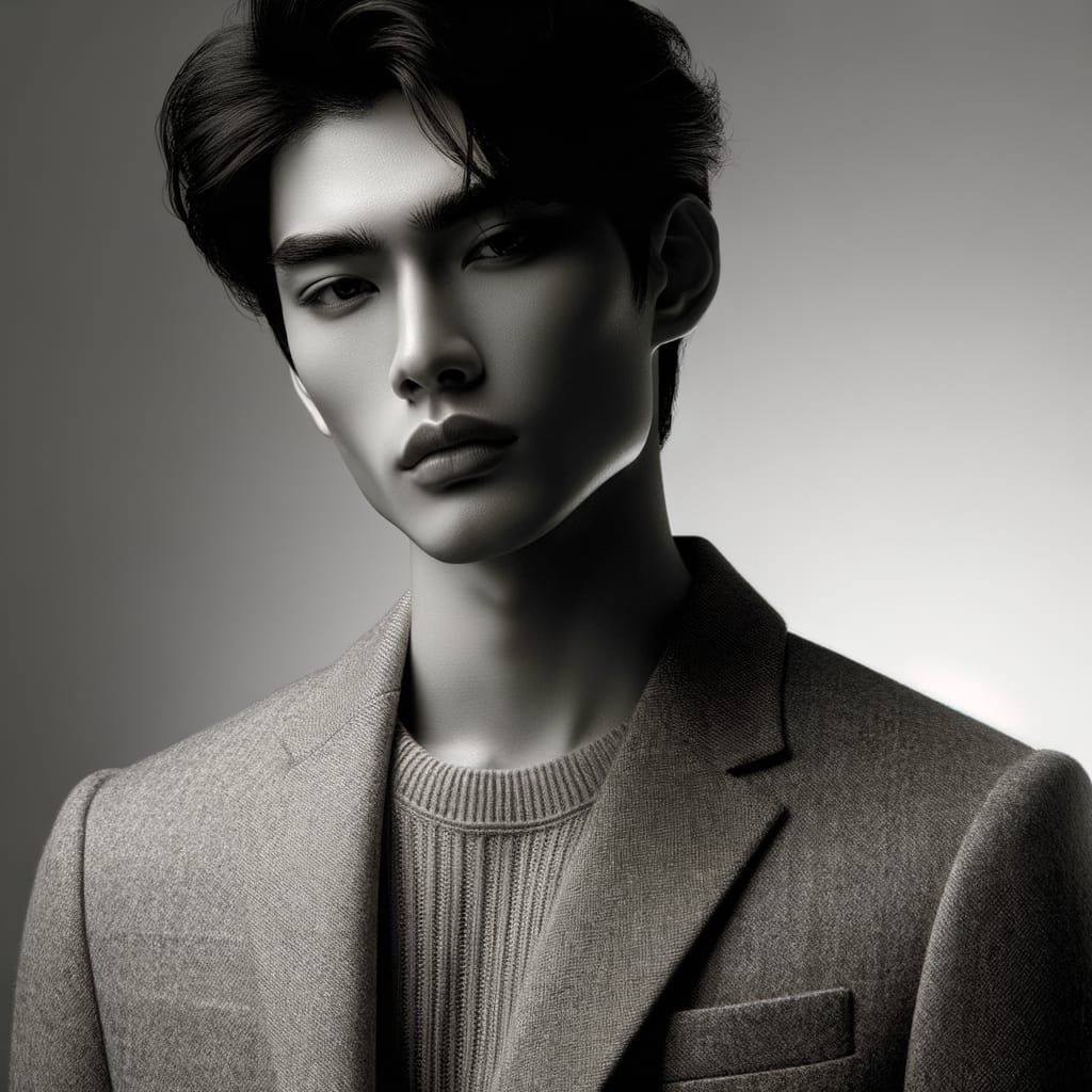 Glamorous East Asian Model in Chic Modern Fashion