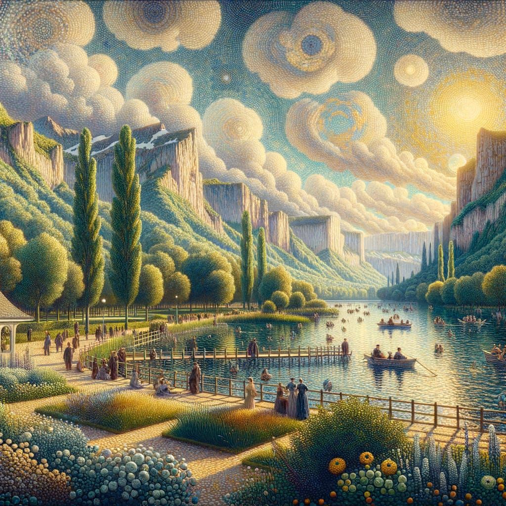 La Grande Jatte in Ultra-Realistic Pointillist Style