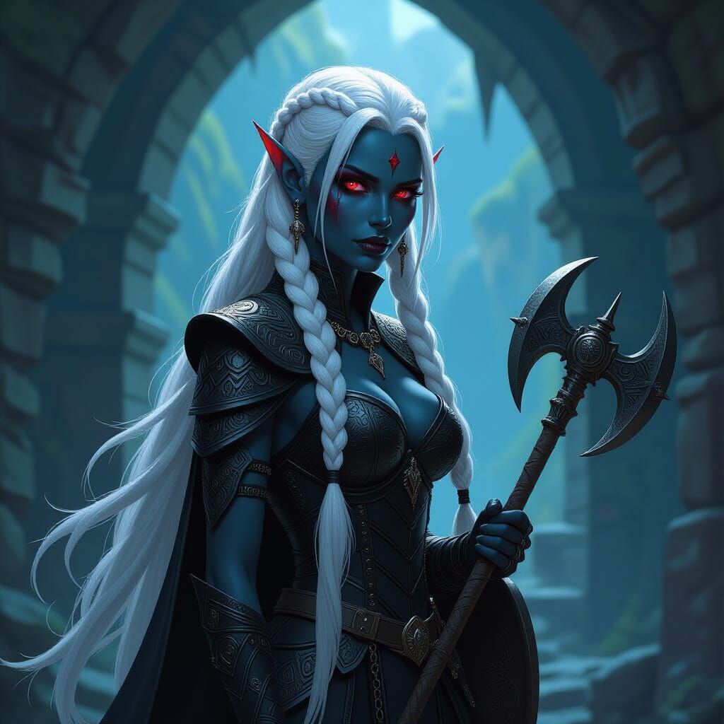 Dark Elf Warrior in Cavern Watchtower