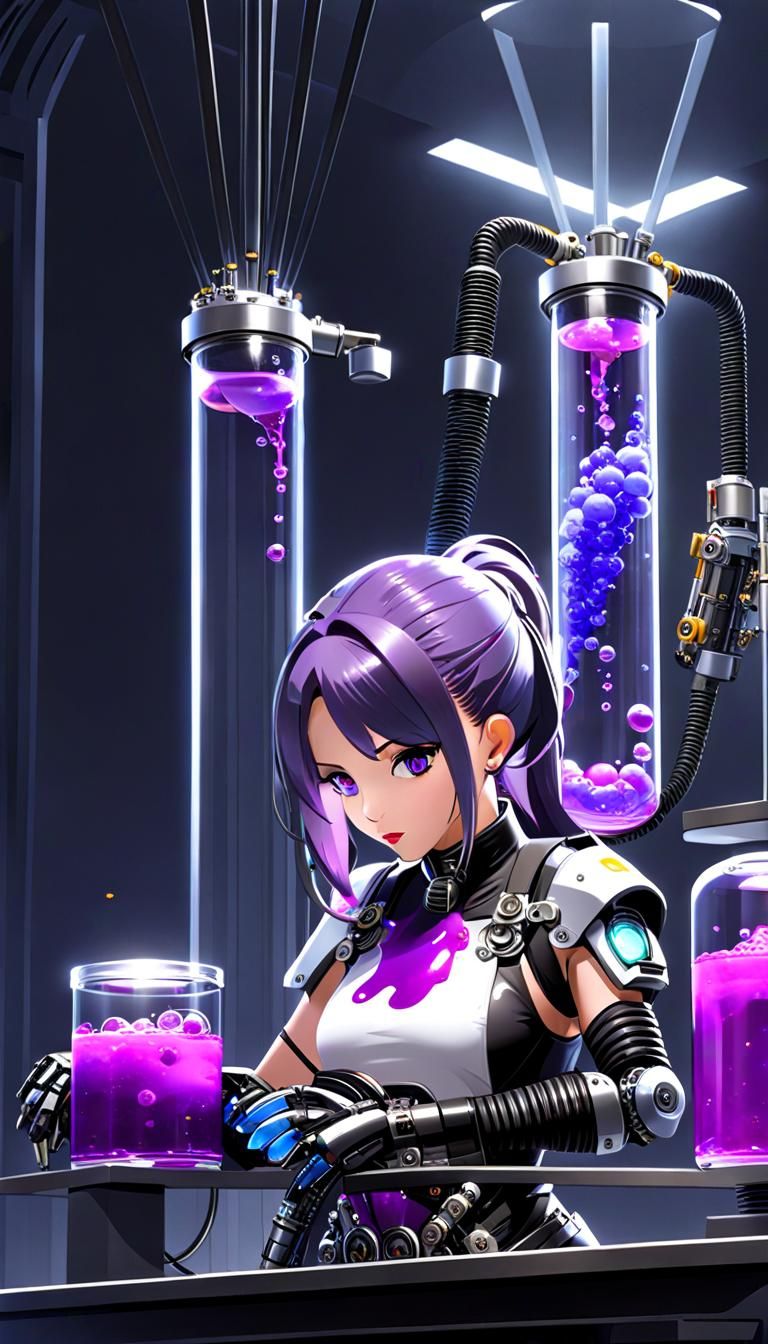 Cyberpunk Mad Scientist with Prosthetic Arm