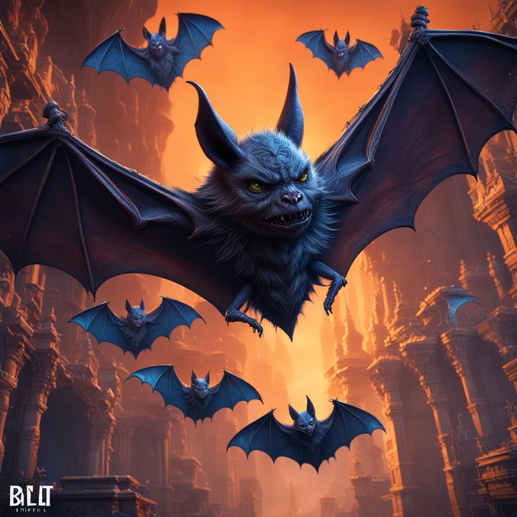 Fantastical Upside-Down Bat in Detailed Matte Painting