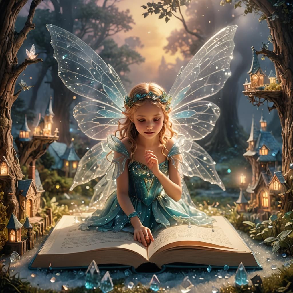 Crystal Fairies in Magical Pop-Up Book: Digital Matte Painti...
