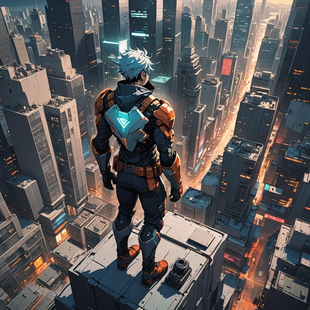 Hero in High-Tech City, Anime Style