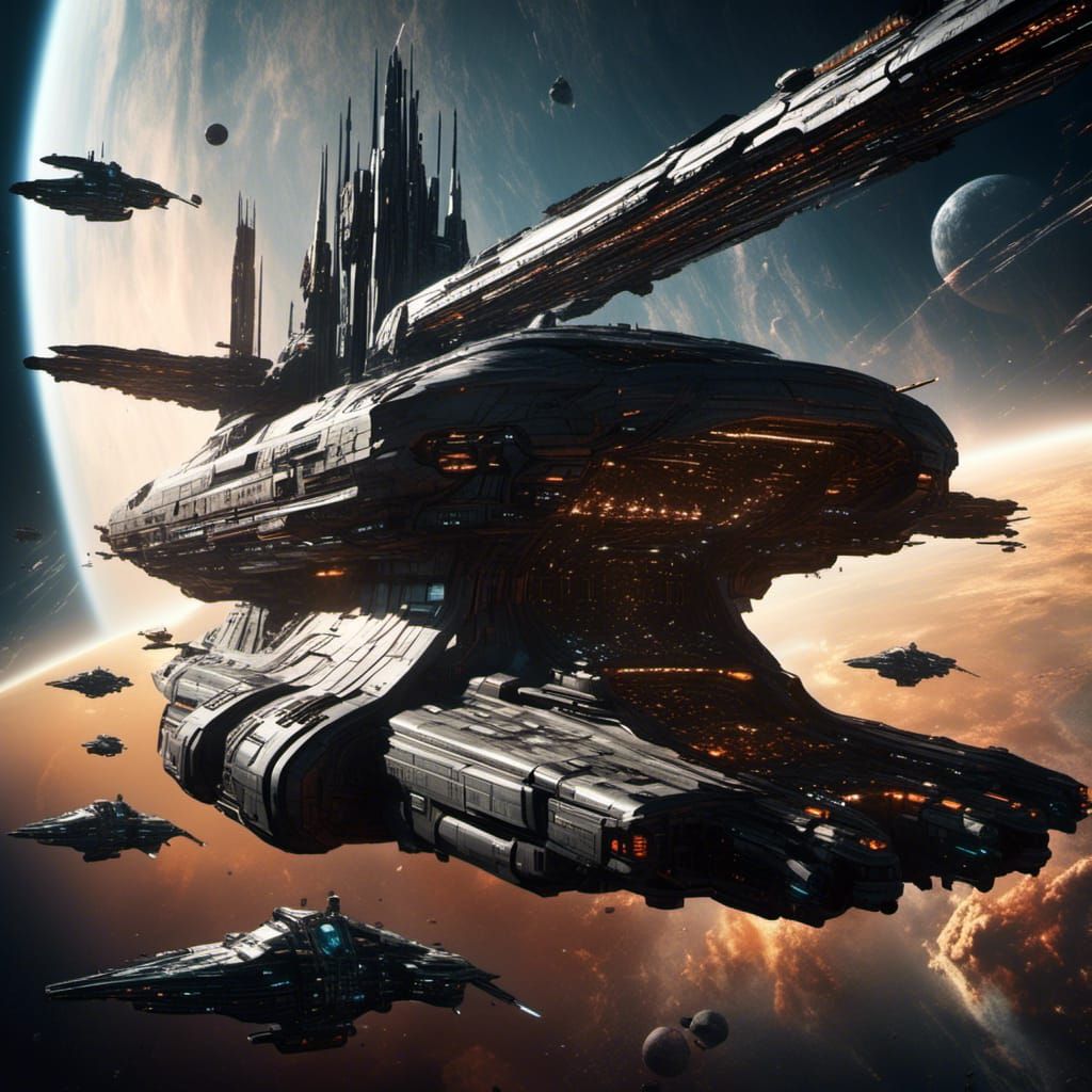 Colossal Space Battleship with Advanced Weaponry