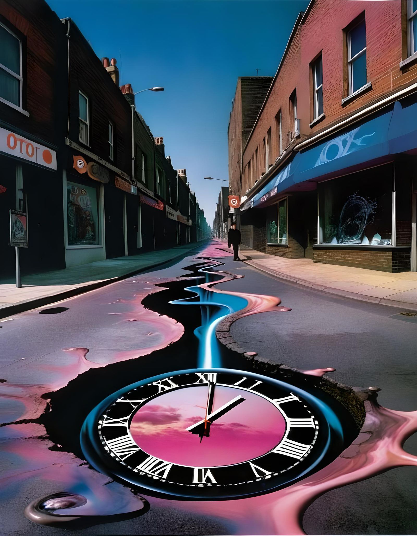 Surreal Melting Clock: Psychedelic Tribute to Time