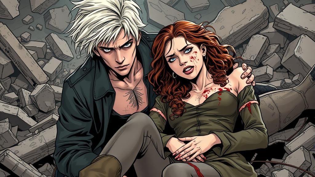 Adult Draco Malfoy, mid 20's, White blonde ruffled hair, sil...