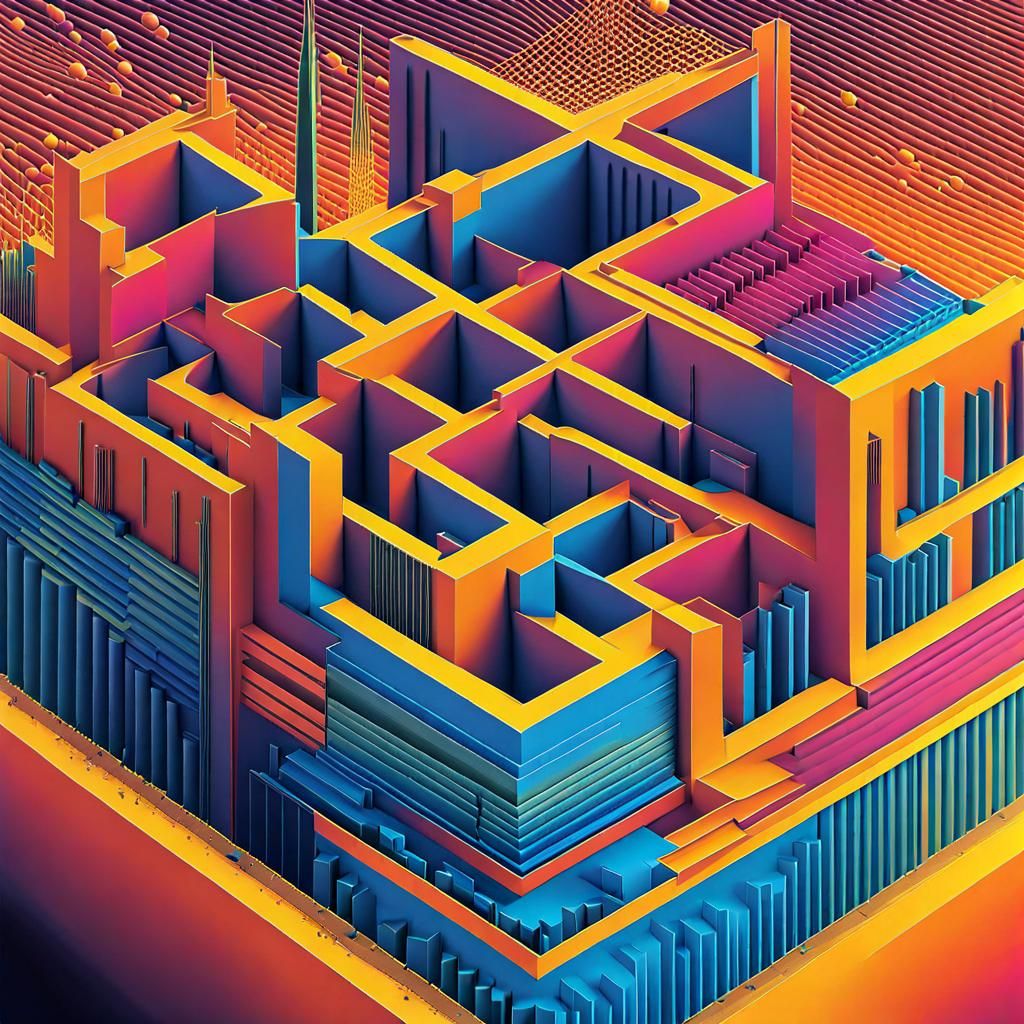 Isometric Seismograph Contour Plot in Surrealist Style