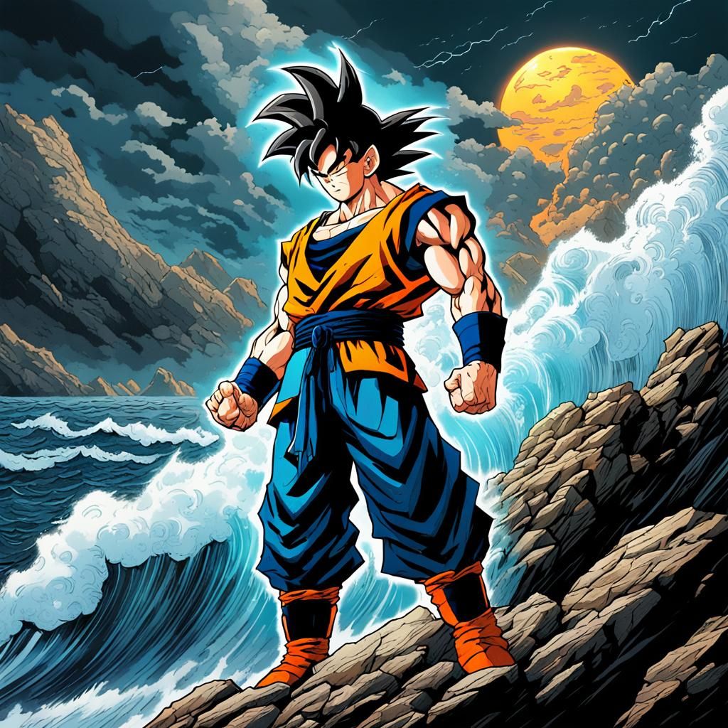 Goku Hero Shot in Comic Book Style