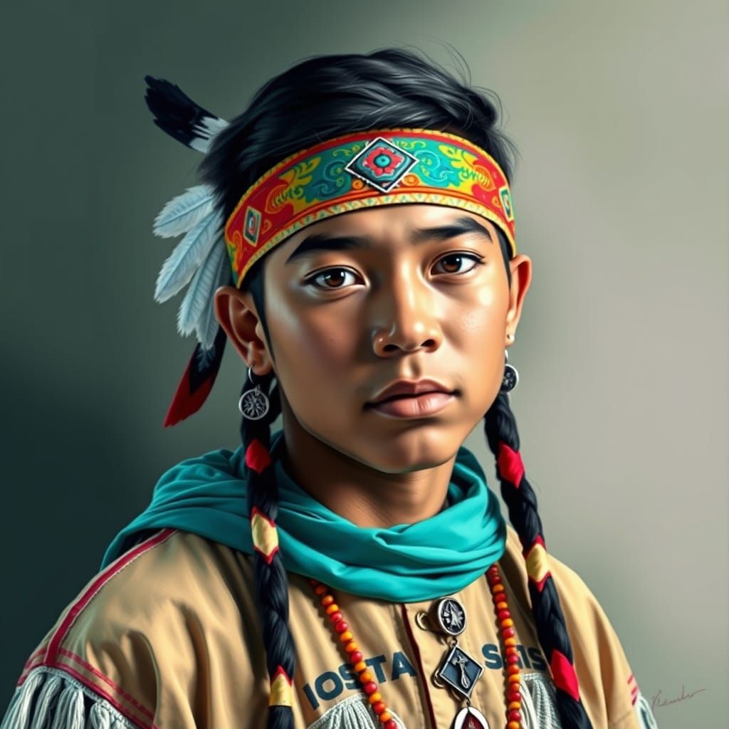 Vibrant Portrait of Navajo Two-Spirit Individual