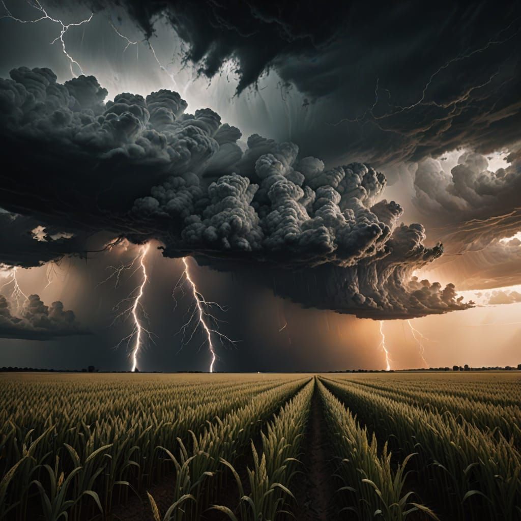 Ominous Storm Over Golden Wheat Field