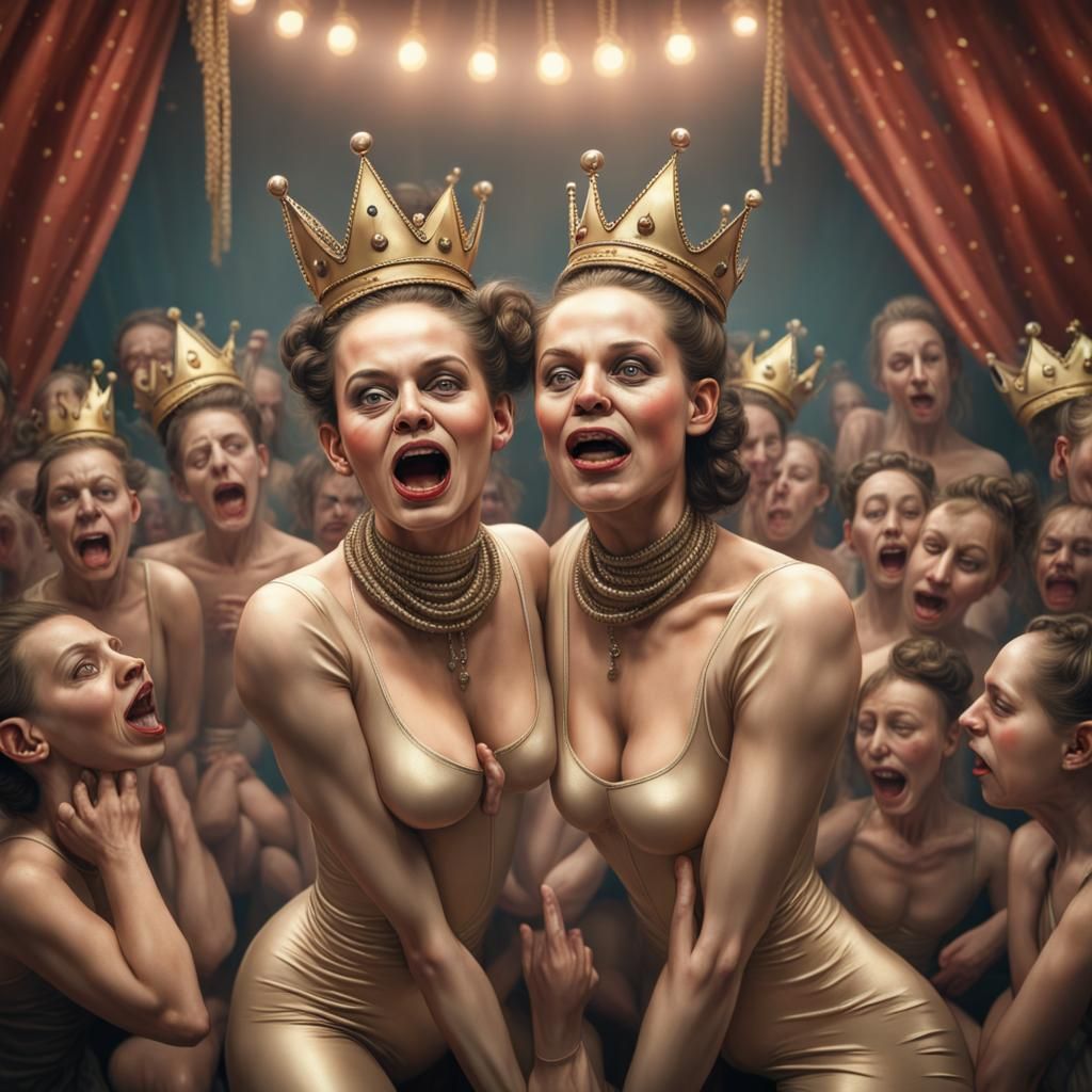 Conjoined Twins Sideshow: Hyperrealistic Digital Portrait