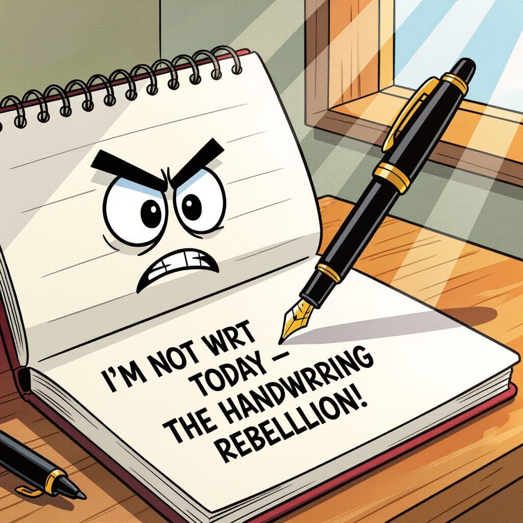 Angry Pen Starts Handwriting Rebellion on Surprised Notebook