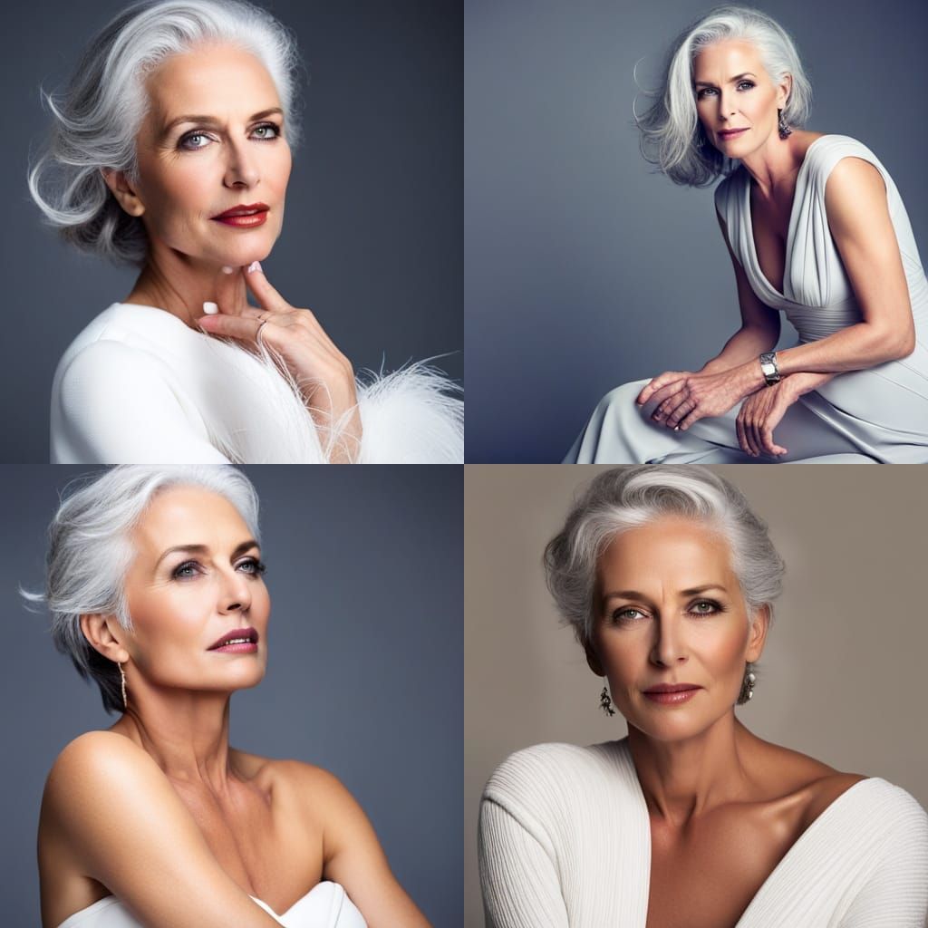 Elegant Gray-Haired Woman Portrait