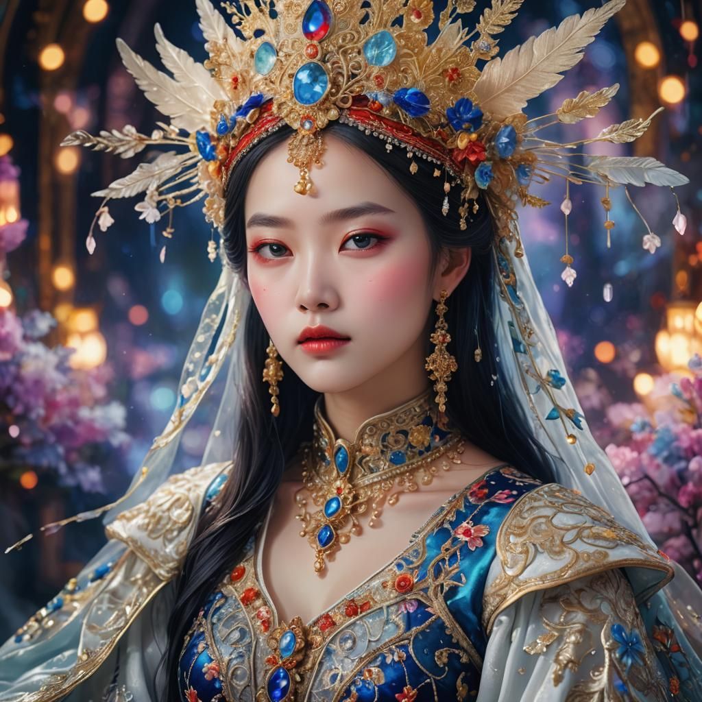 Regal Woman Portrait in Dreamlike Digital Art Style