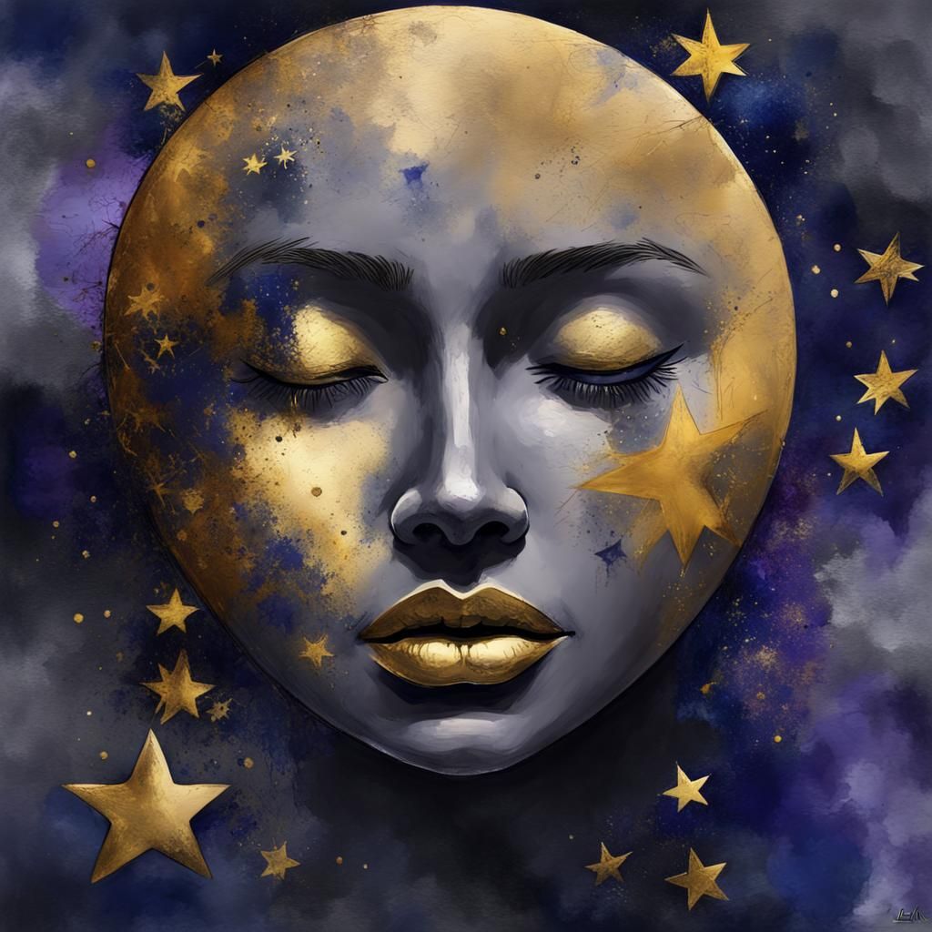 shining Moon and stars Face