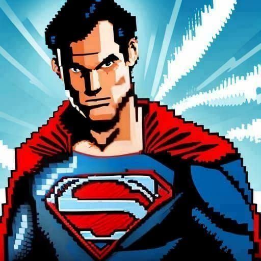 8-bit Pixel Art Superman in Retro Style