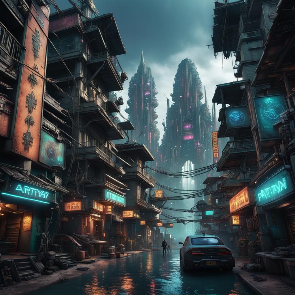 Cyberpunk Pattaya: Detailed Matte Painting