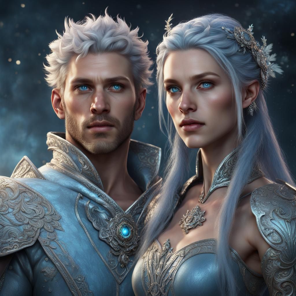 Frost-Kissed Portrait of a Couple in Fantasy Art
