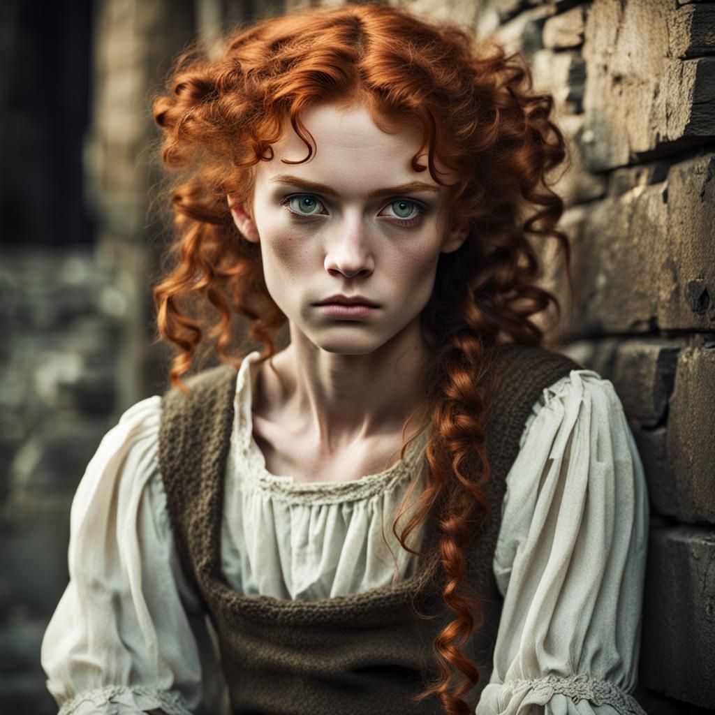 Angry Redhead Maiden with White Eyes