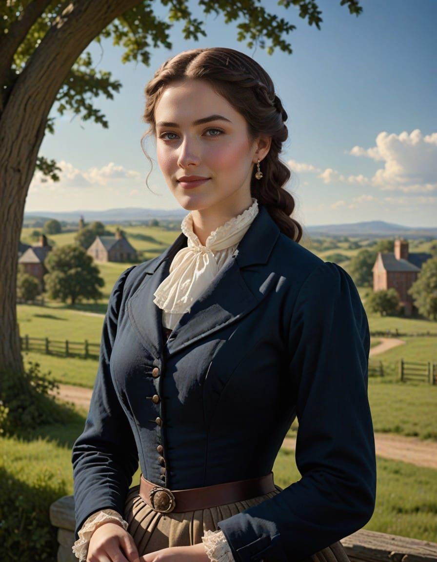 Elegant Victorian Noblewoman in Regency Style Attire