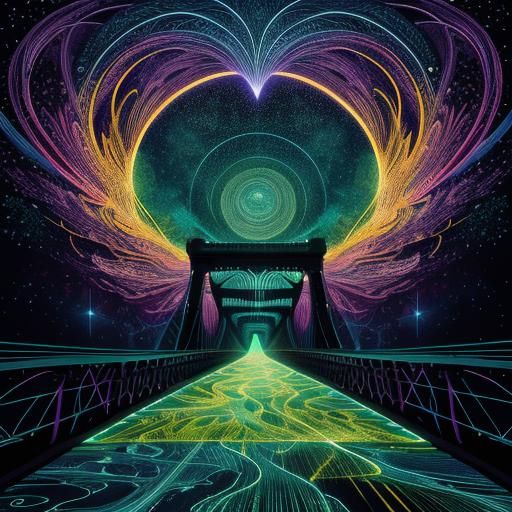 Bridge of Destiny in Glitchcore Style