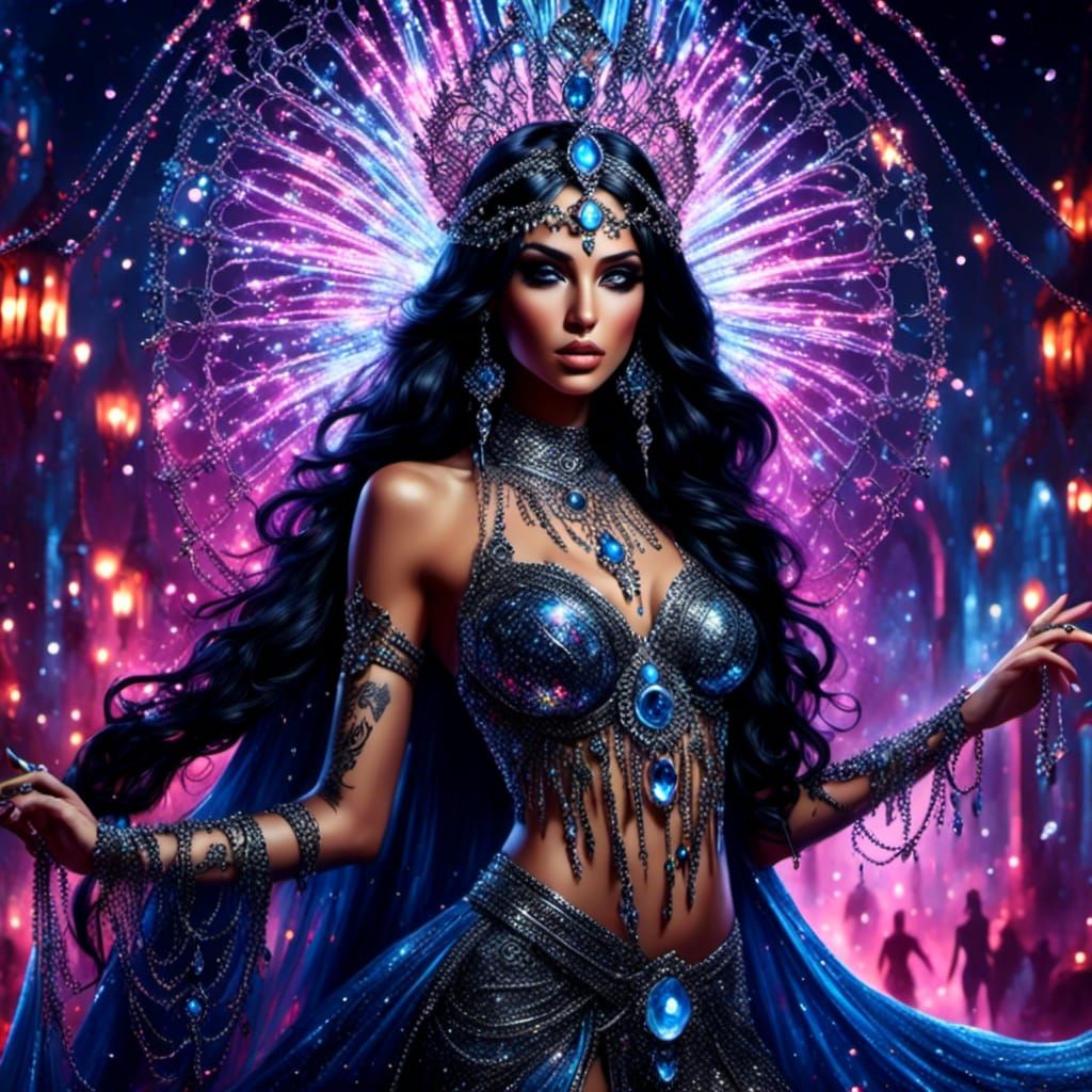 Stunning Arabian Princess in Desert Sunset