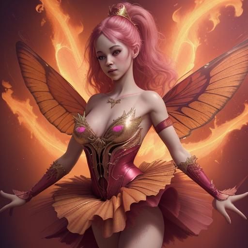 Ballerina in Fire Tutu: Fantasy Concept Art