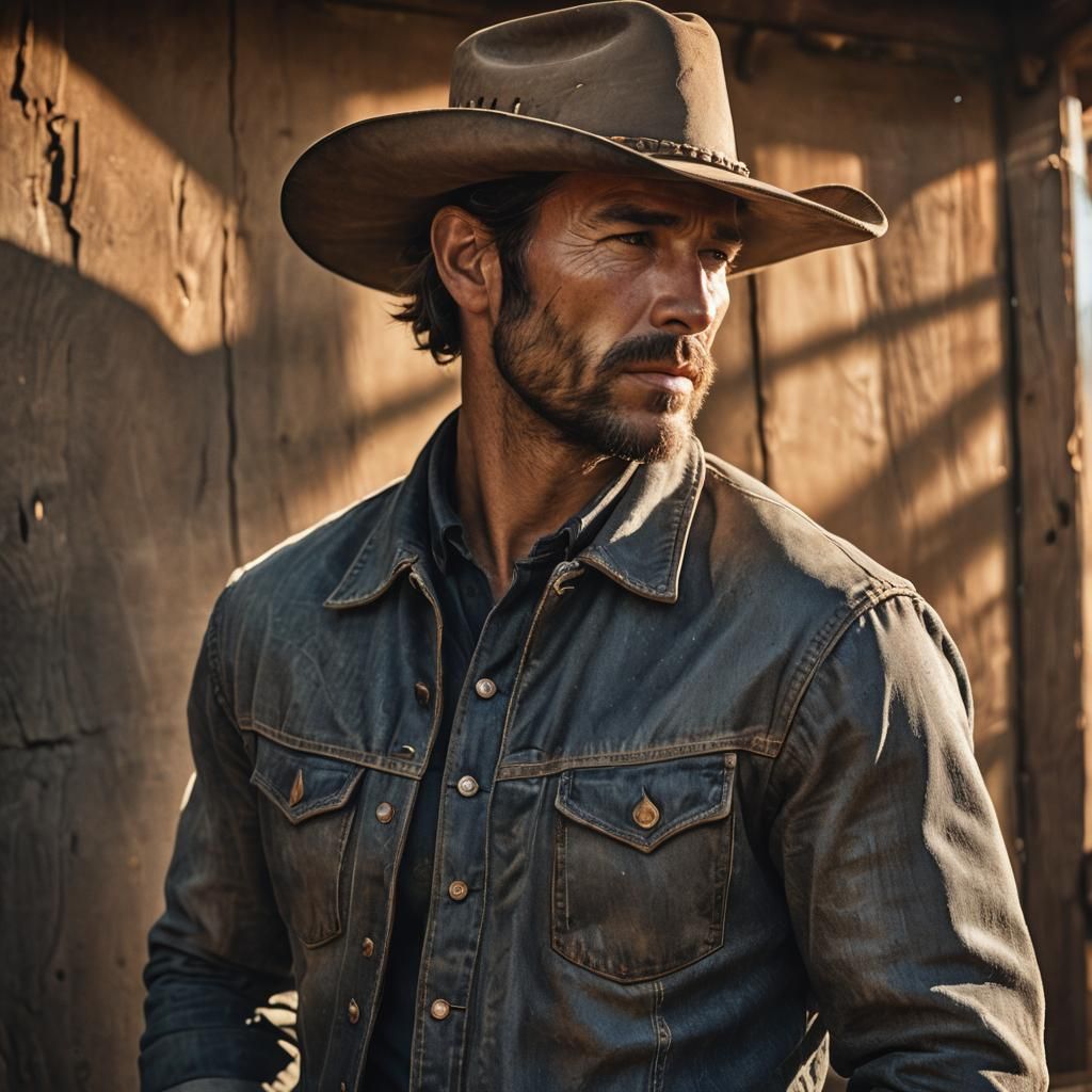 Rugged Cowboy Profile in Earthy Tones