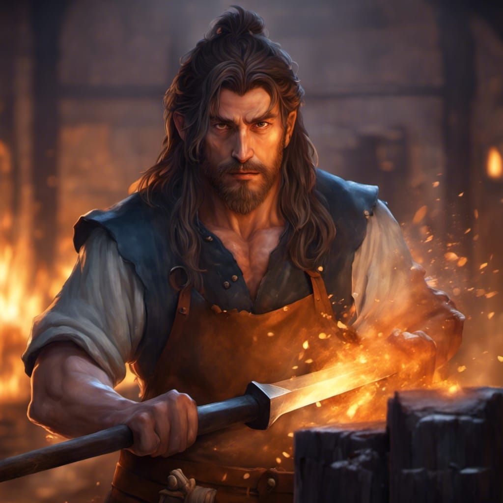 Fantasy Blacksmith Portrait in Hyperdetailed Style