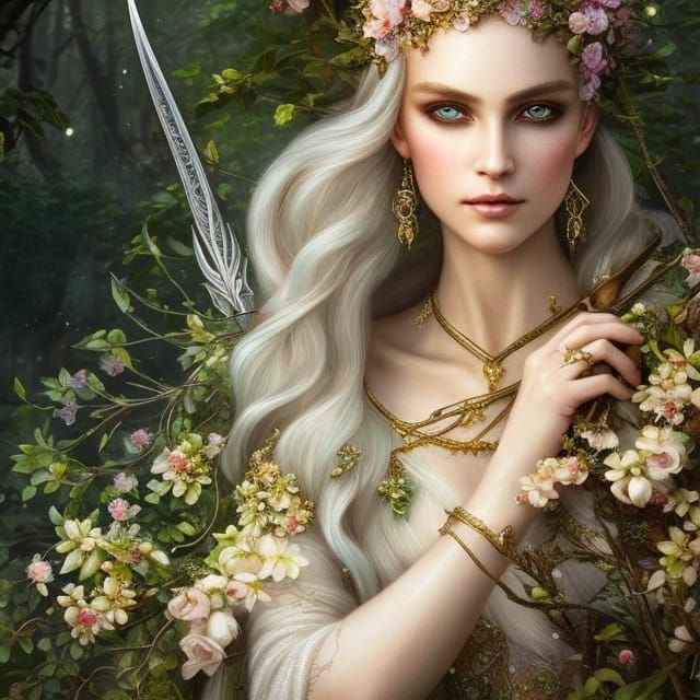 Elven Archer in Forest Clearing: Hyperdetailed Digital Art