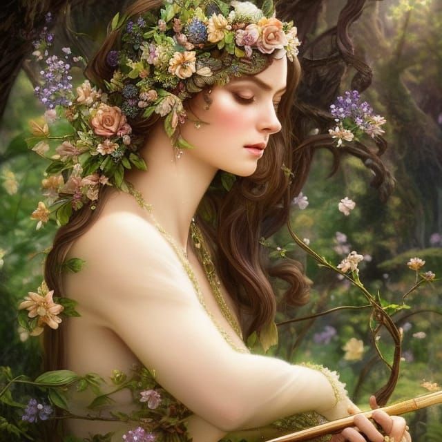 Female Elf in Forest Clearing, Detailed Portrait