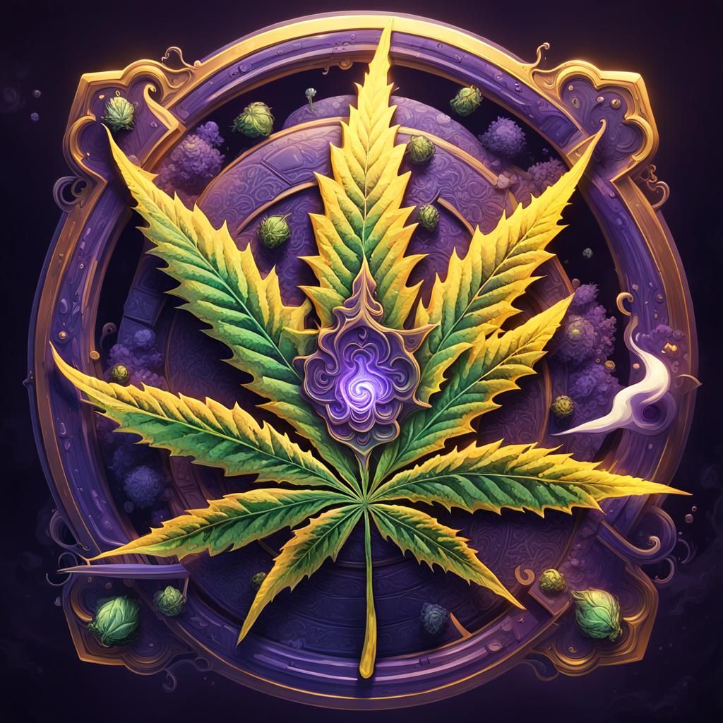 Marijuana Smoking Items Logo in Dark Fantasy Style