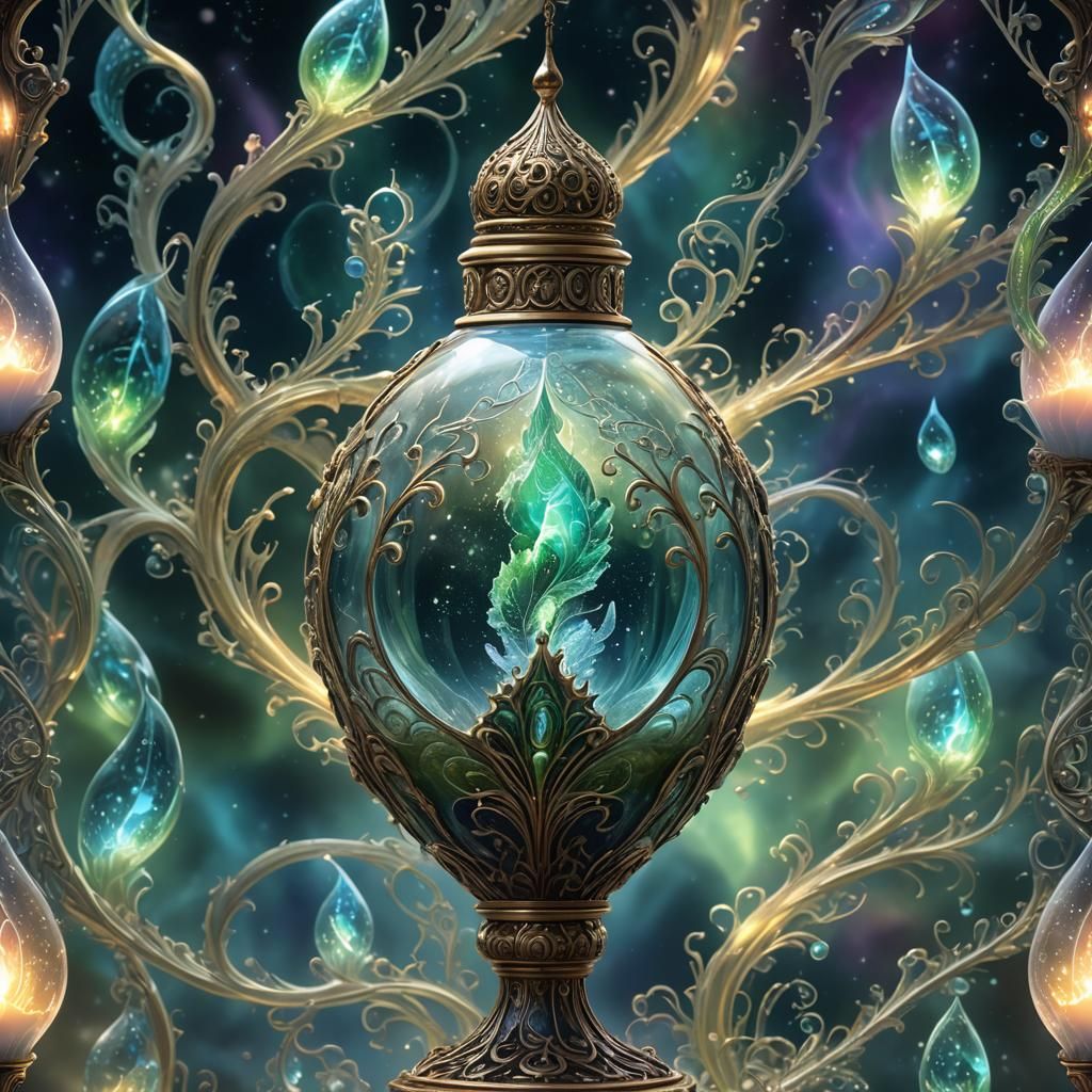 Luminescent Aurora Elixir in Crystal Phial