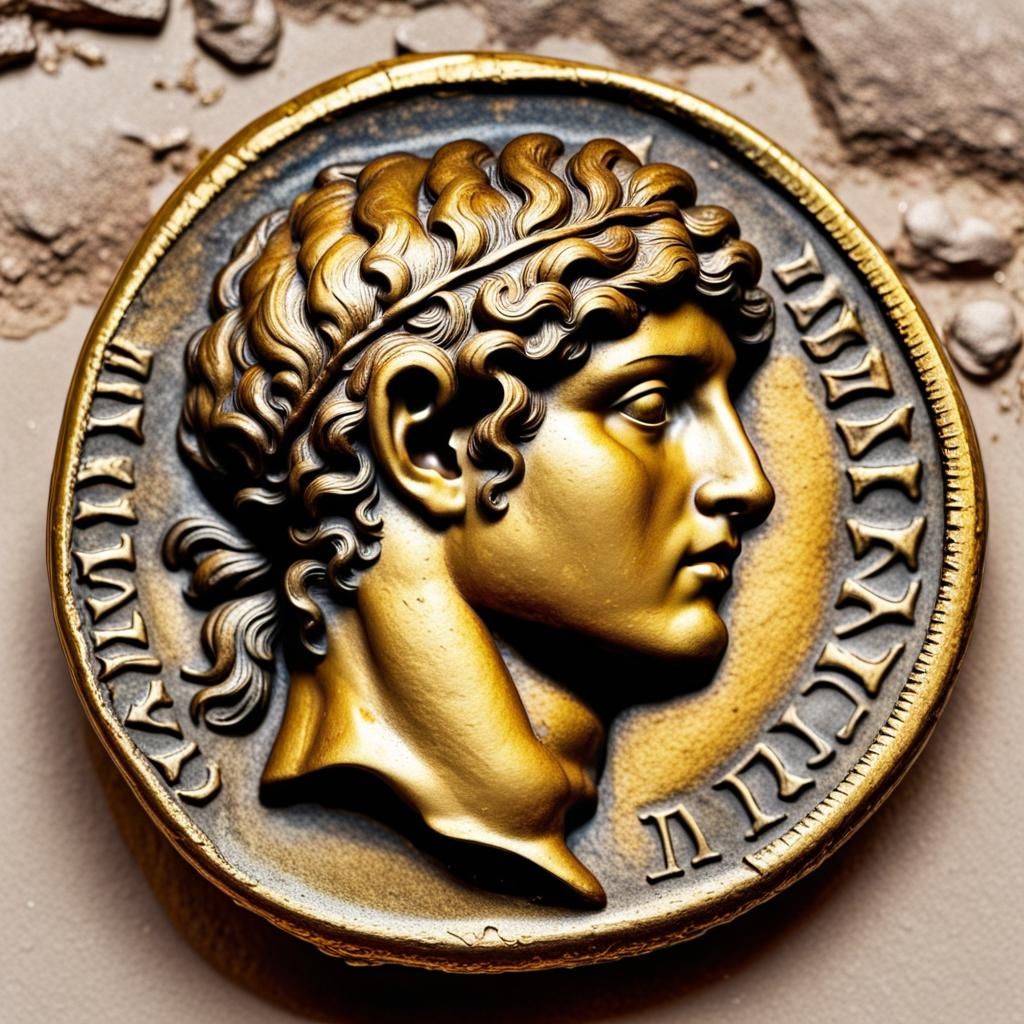 Ancient Roman Gold Coin Featuring Antinous