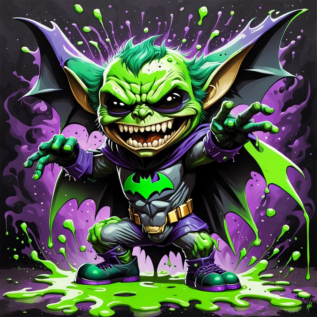 Evil Gremlin Batman in Graffiti Street Art
