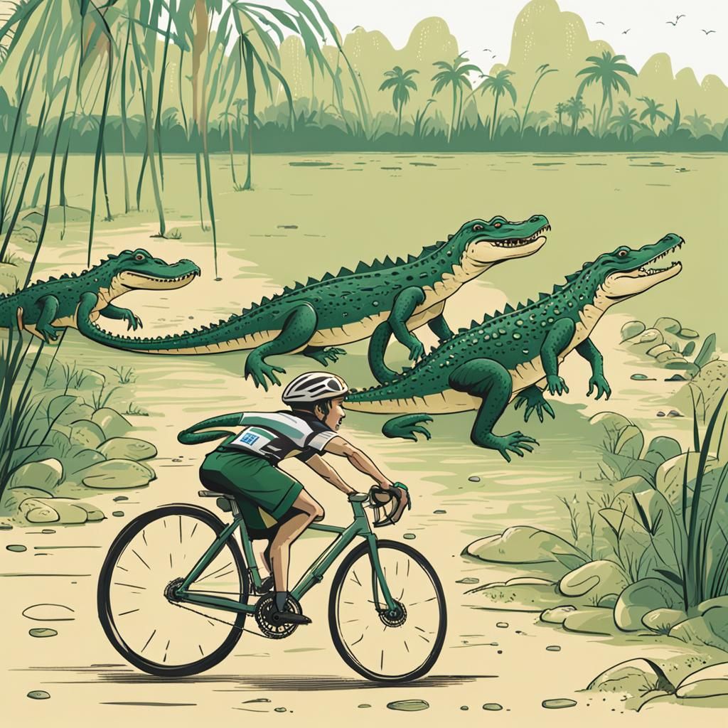 Crocodile Bicycle Race: A Whimsical Sporting Event