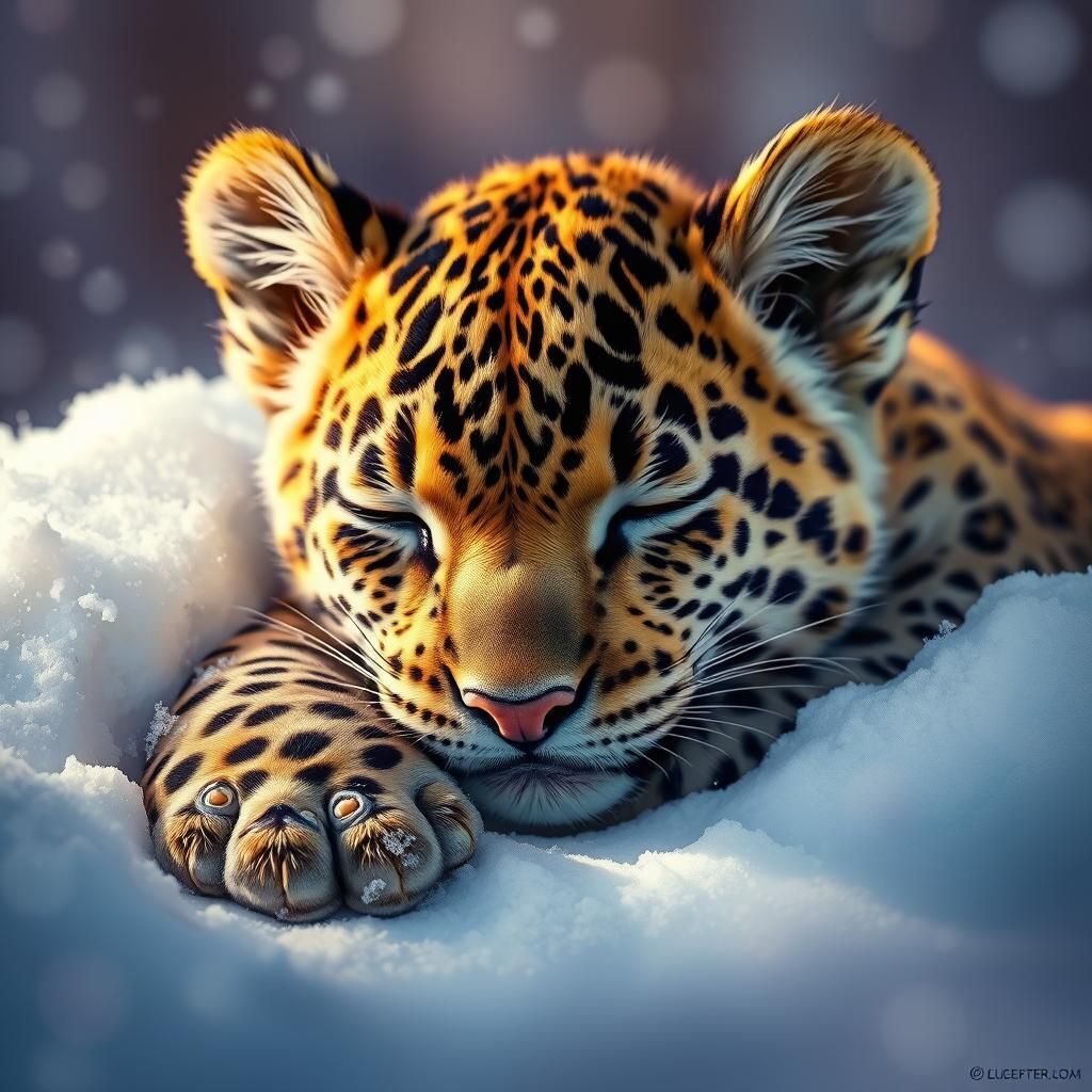 Cute Baby Leopard As Hyperrealistic Splash Art