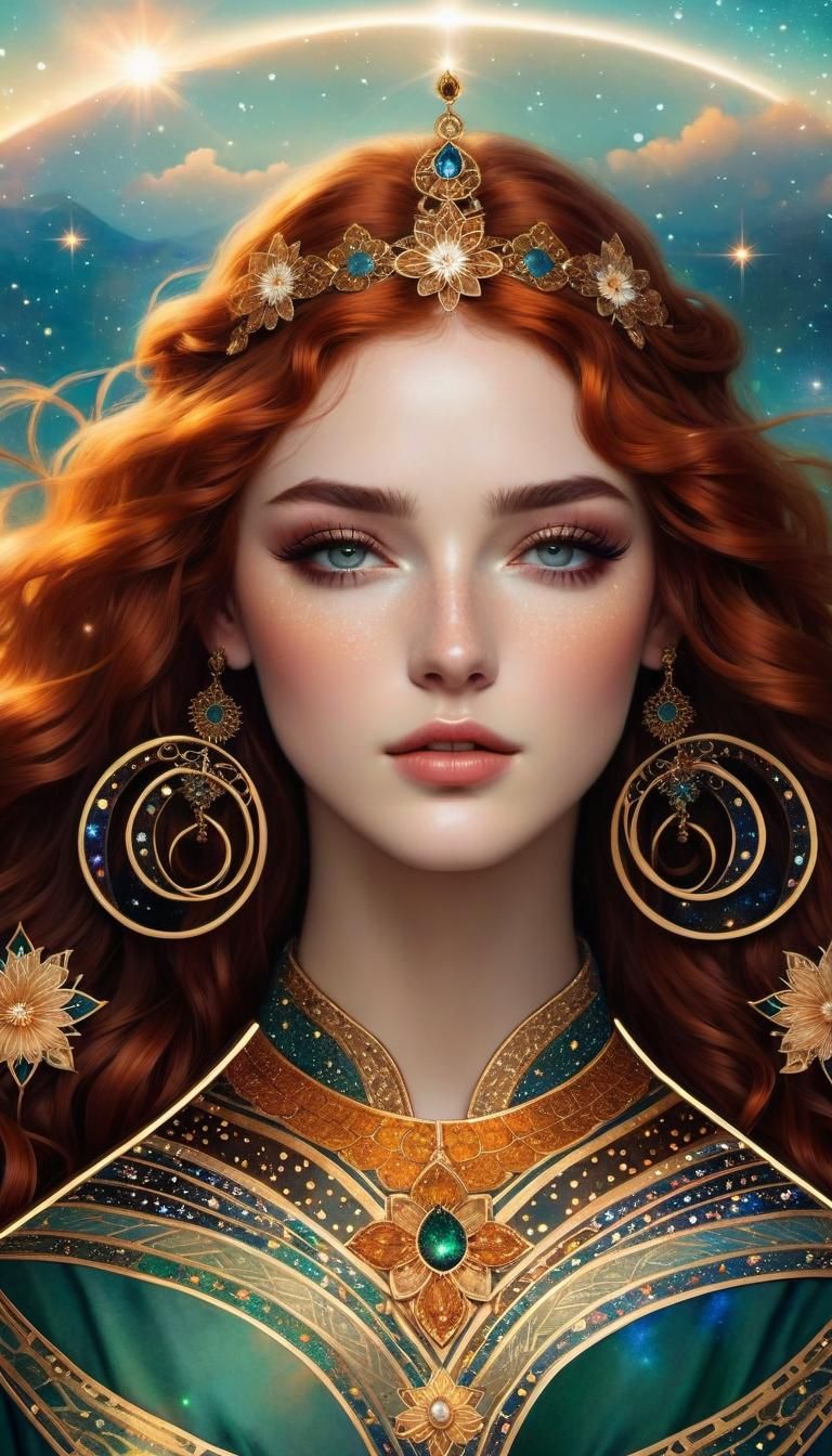 Cosmic Goddess with Galaxy Eyes in Hyperrealistic Style