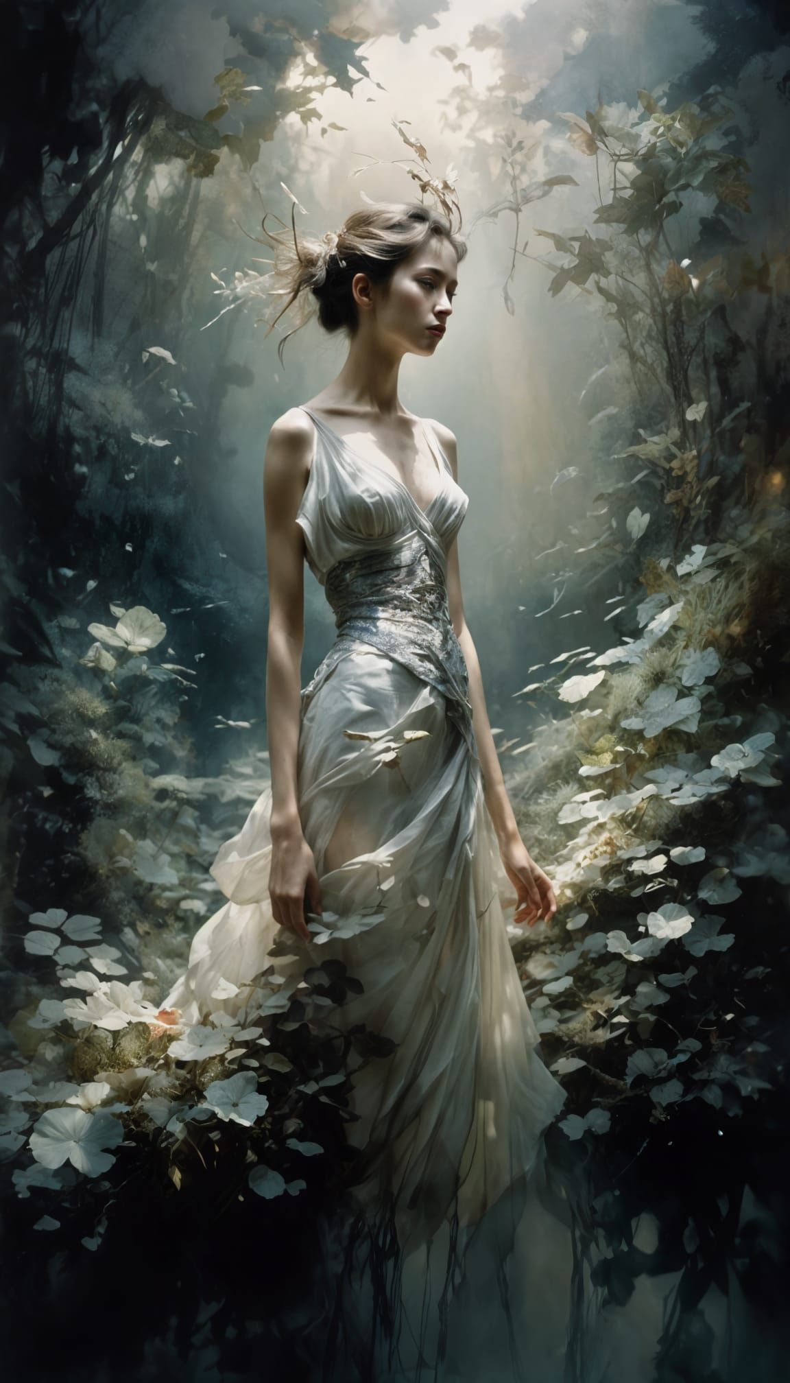 Dreamy Nature Portrait in Pre-Raphaelite Style