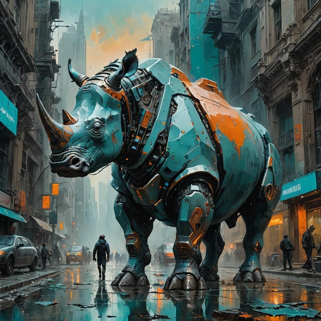 futuristic cyborg rhino