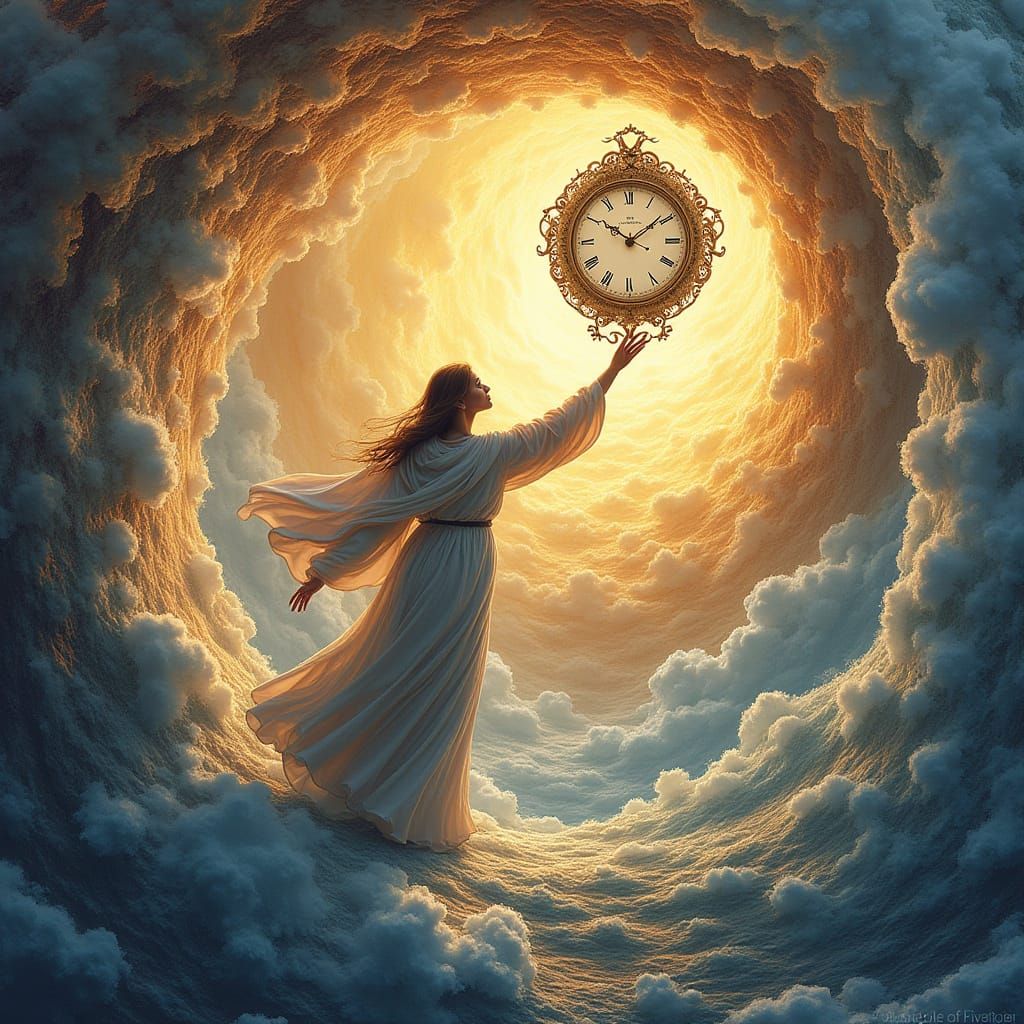 Time Warping Figure in Abstract Fractal Style