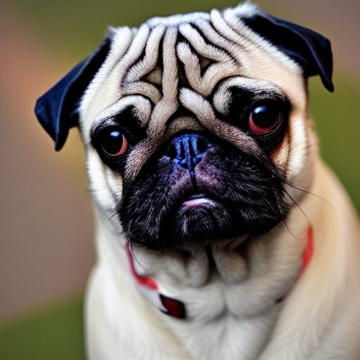 Pug Portrait Generated by AI