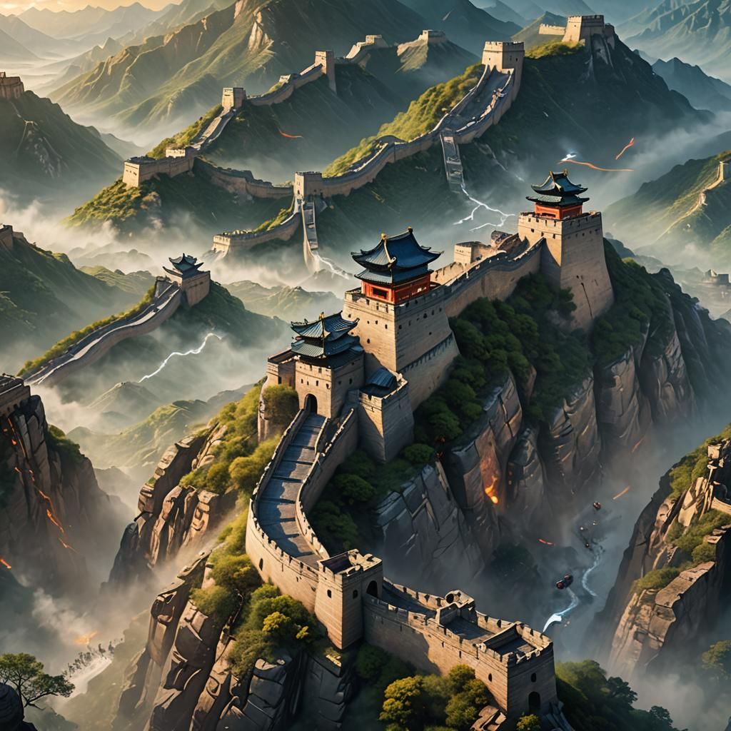 Futuristic Great Wall of China: Sci-Fi Concept Art