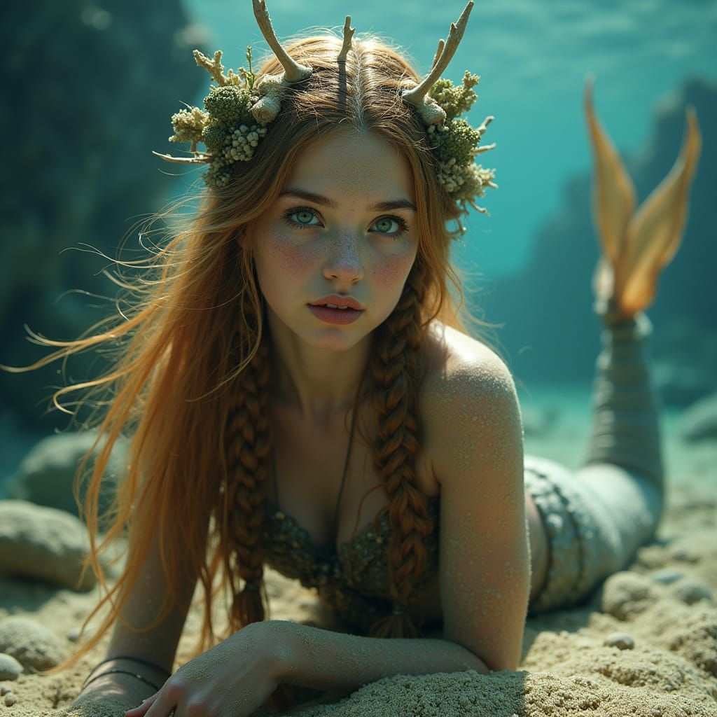 Viking Mermaid Eyrgjafa Underwater, Cinematic Comic Art