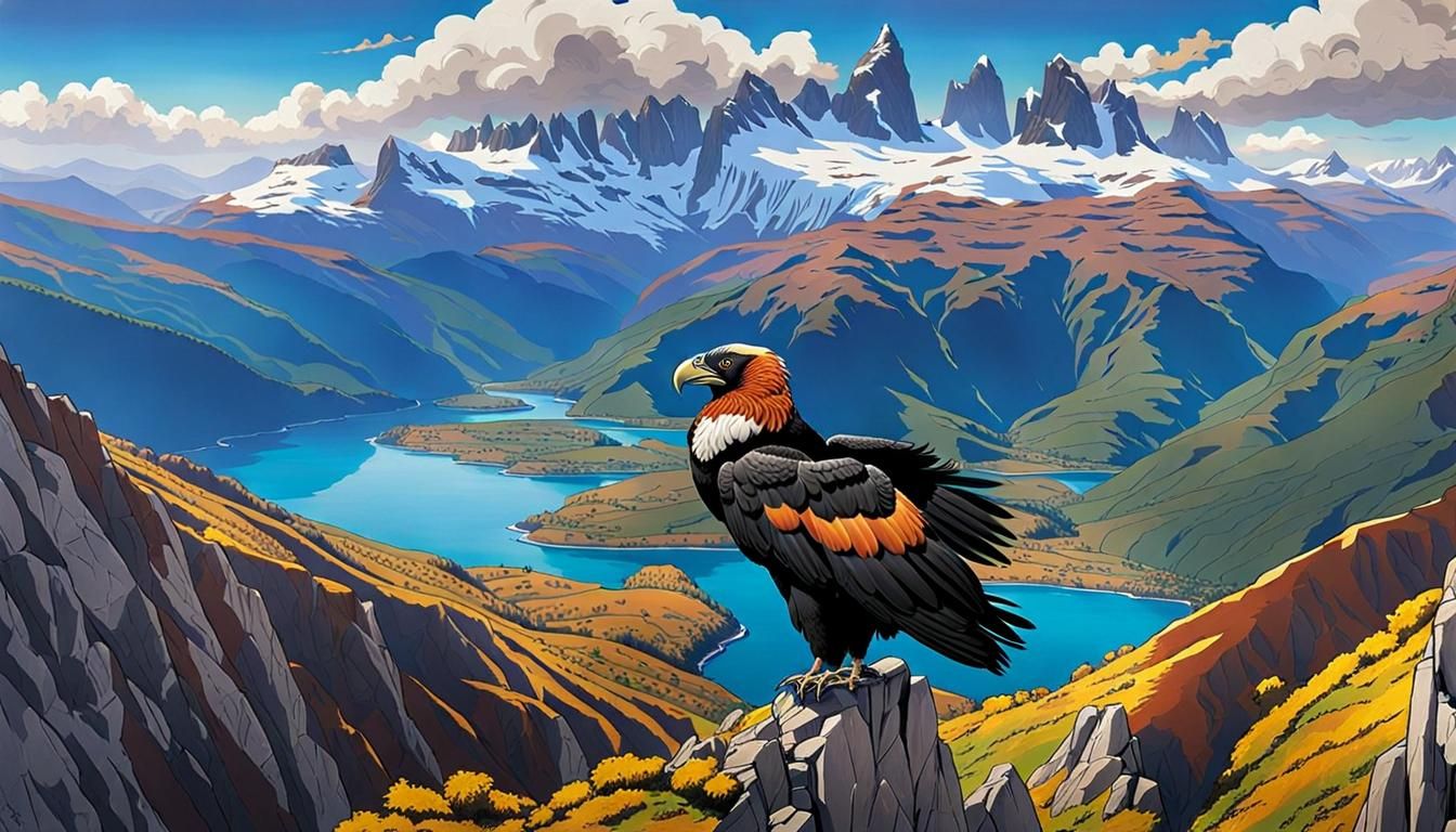 Condors Flying Over Patagonia in Anime Style