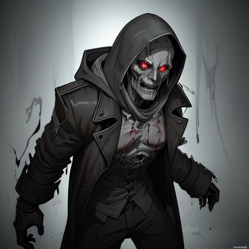 Decomposing Zombie in Trench Coat: Digital Art