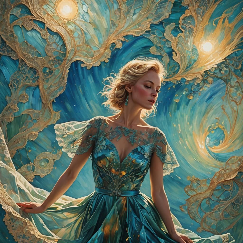 Glass Apple Reveals Dancing Woman at Sunset