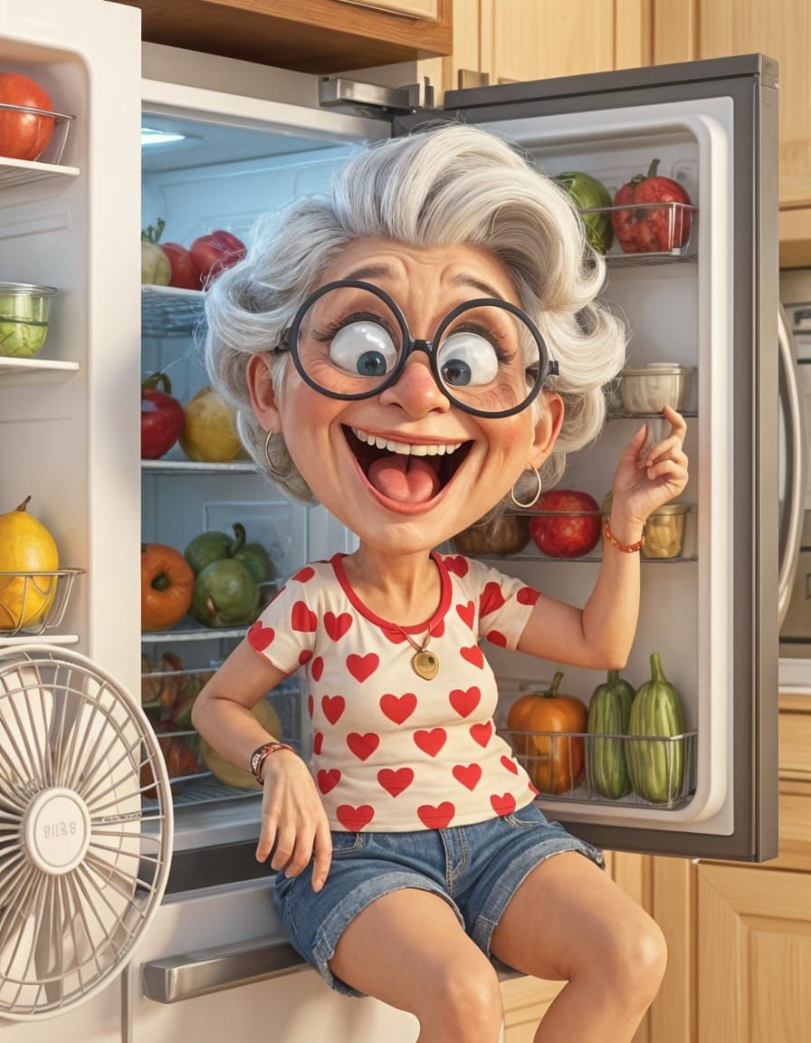 Feisty Granny Chilling in Pixar Cartoon Style