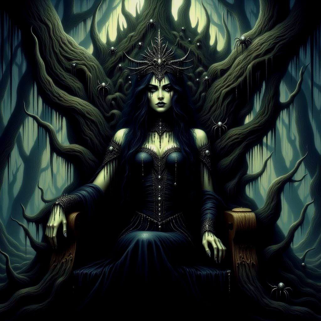 Dark Fantasy Spider Queen Illustration